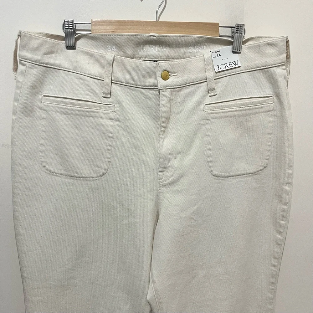 J.Crew Vintage ‘96 Flare Jeans Ecru Coastal Beachy Nautical NWT Plus Size 34